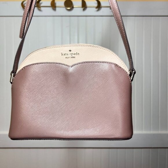 Tory Burch Crossbody Purse Small Neutral Half Moon Zipper Pocket Formal - Picture 3 of 11